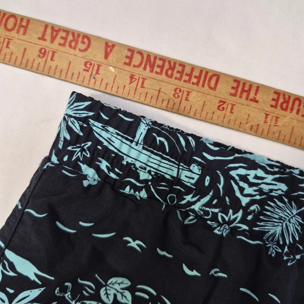 Columbia Swim Trunks Boys XL‎ (18/20) Black Blue Fishing Print PFG Omni-Shade